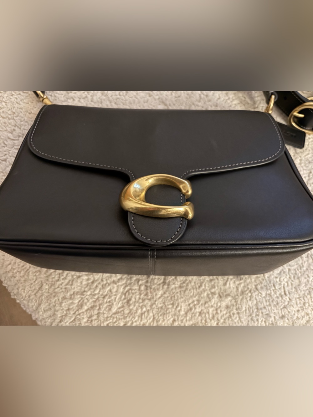 Coach Soft Tabby Shoulder Bag Black Brass Hardware - Picture 3 of 13